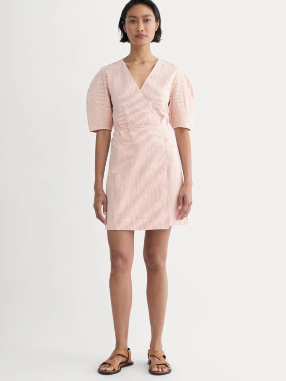 The Seersucker Mini Wrap Dress - 10
